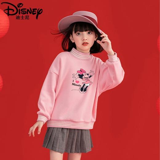 迪士尼女童新年装加绒红色卫衣2024新款儿童拜年服女孩大童保暖衣 商品图3