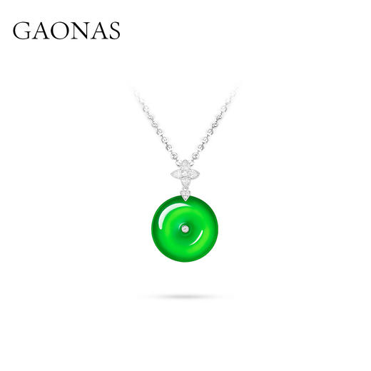 GAONAS  新中式贵气绿色平安扣项链11426DG 商品图0