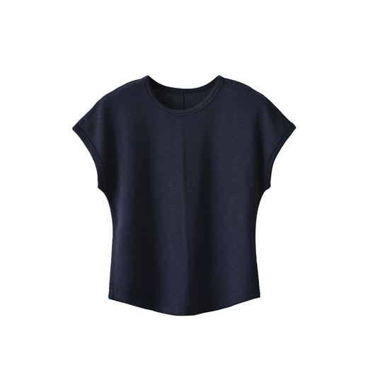 【连肩袖】弧形下摆圆领小飞袖纯色简约T恤女 商品图6