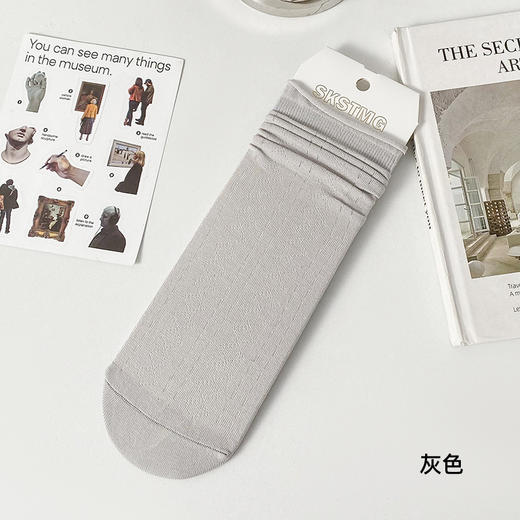 【小卷边袜】春夏袜休闲中棉质长筒袜防臭吸汗棉质双针薄款透气女袜 商品图8