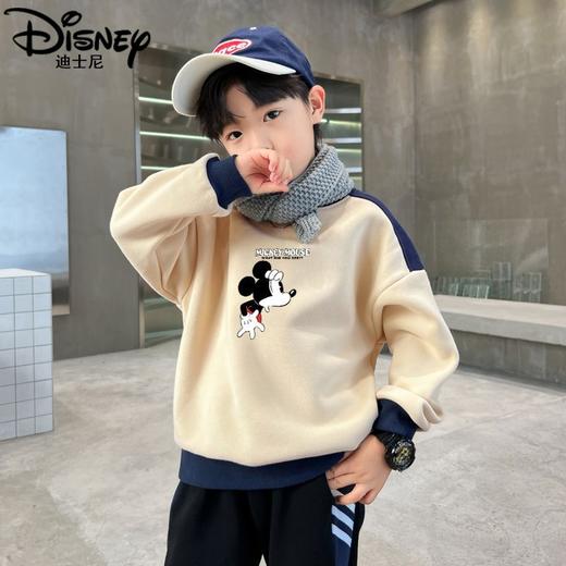 迪士尼儿童加绒卫衣一体绒男童打底衫冬季2023新款冬装大童保暖衣 商品图3