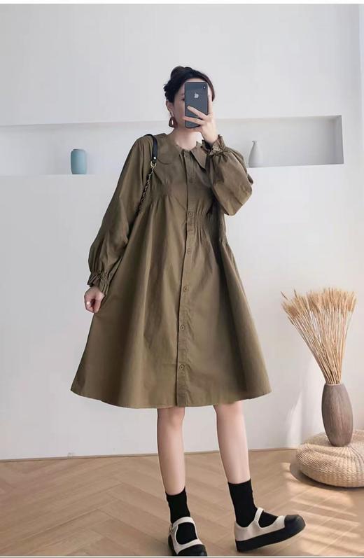 双十二福利！【诗铭洛可】2221连衣裙韩版慵懒风翻领连衣裙 商品图2