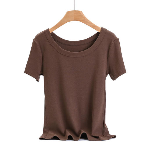 【领口超显瘦！】大圆领修身显瘦短袖纯色 商品图4