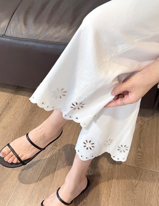 重工新晋花边激光镂空绣花天丝亚麻9分直筒裤夏季薄牛仔裤 商品图6