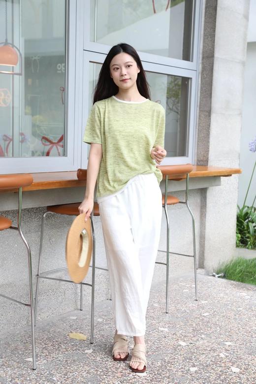 LPIUTY品牌直发！精灵可露里缎彩亚麻撞色短袖 B015045 商品图3