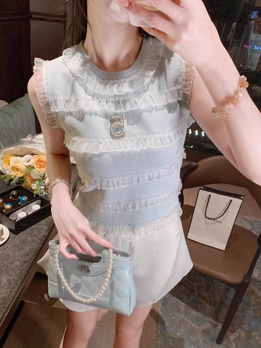 张心子【日常美女感】名媛高级感小香风背心针织上衣 U2503042 商品图1