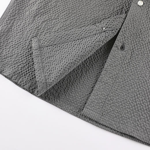 GXG男装25夏季简约纯色华夫格肌理百搭翻领工装休闲男式短袖衬衫K&C 商品图8