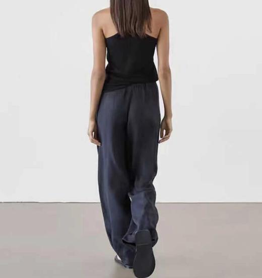 自留推荐！Row风藏青色亚麻裤   半松紧设计  休闲阔腿裤  夏日必备 商品图2