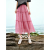 TOYOUTH初语拼接花边蛋糕裙女松紧A型中长款半身裙 商品缩略图0