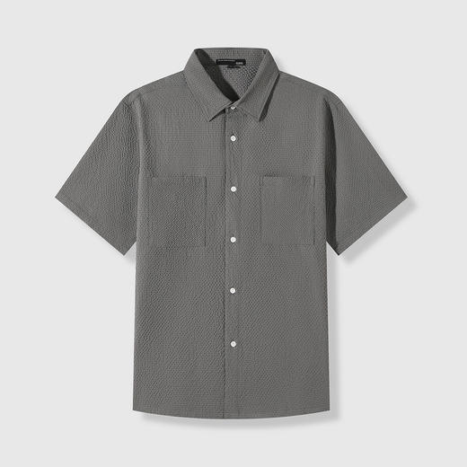 GXG男装25夏季简约纯色华夫格肌理百搭翻领工装休闲男式短袖衬衫K&C 商品图2