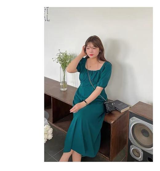 【诗铭洛可】（长款）W597连衣裙方领蜂巢褶公主裙C6-2 商品图4