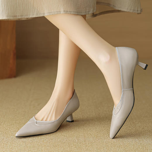 【预售5天】法式绝美超软羊皮单鞋新款尖头细跟气质真皮高跟鞋女鞋YCJX&HC-8100 商品图3