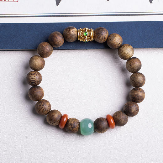 xy0320沉香+翡翠南红18K金手串 商品图3