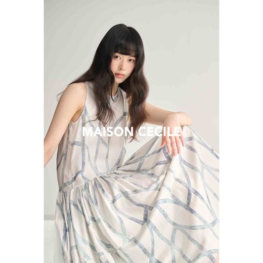 MAISON CECILE设计师花纹桑蚕丝设计感不规则树枝线条背心连衣裙 商品图4