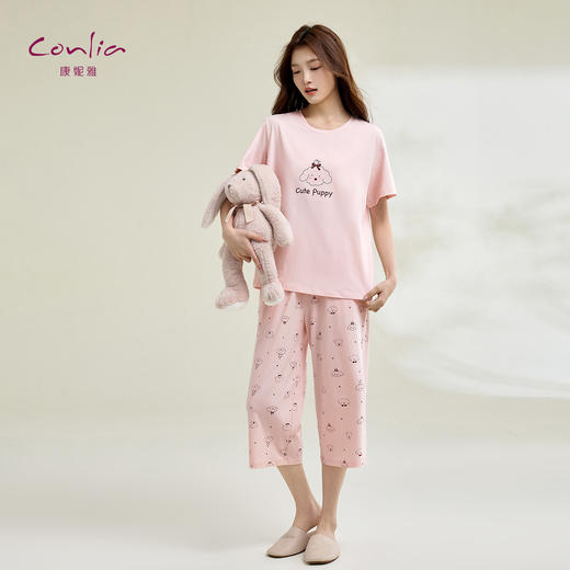康妮雅女式短袖中裤套头套装 商品图3