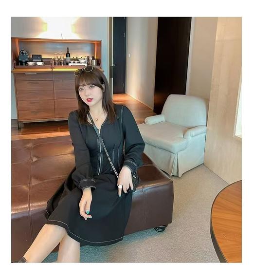 【诗铭洛可】XCA374连衣裙鱼骨明线显瘦连衣裙C4-1 商品图1