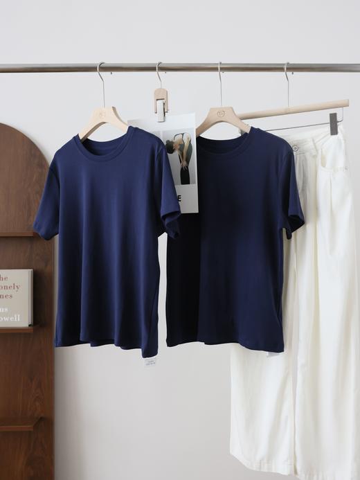 定染抗脏显白显瘦暮色净版基础蓝T恤 商品图12