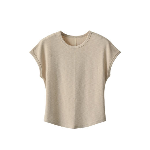 【连肩袖】弧形下摆圆领小飞袖纯色简约T恤女 商品图9