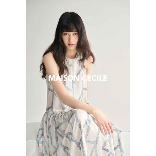 MAISON CECILE设计师花纹桑蚕丝设计感不规则树枝线条背心连衣裙 商品图3