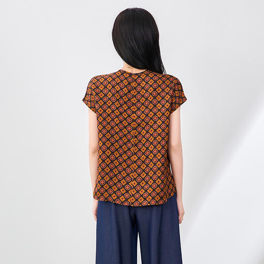 「高货wl」全新升级【铂金会员266/天猫359/差价93】(60302)洛诗琳复古优雅老钱风上衣2025夏季斜襟盘扣中式印花T恤 商品图1