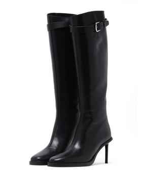 女款带扣细节高跟靴