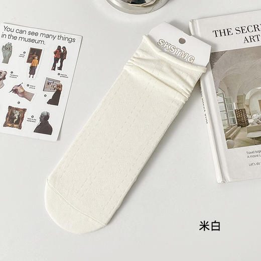 【小卷边袜】春夏袜休闲中棉质长筒袜防臭吸汗棉质双针薄款透气女袜 商品图5