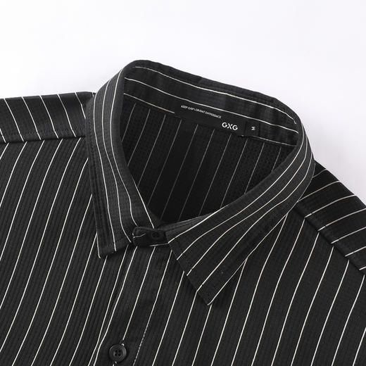 GXG男装25夏季经典条纹舒适百搭通勤休闲男式翻领短袖衬衫K&C 商品图10