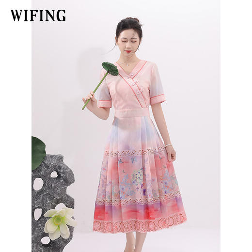 未风粉色新中式连衣裙女夏2025新款夏季气质显瘦马面裙中国风裙子 商品图2