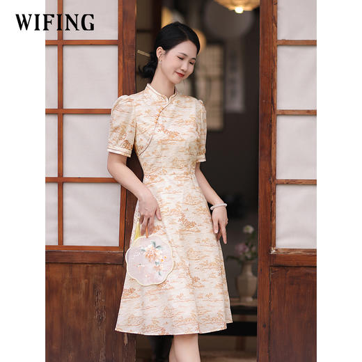 未风纯棉碎花改良旗袍连衣裙女夏2025新款夏季女装新中式国风裙子 商品图3