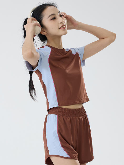 【路路精选】运动套装女瑜伽服透气速干高弹户外跑步休闲健身宽松瑜伽健身短袖短裤 商品图3