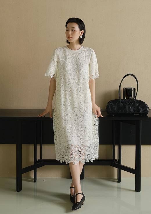 重工镂空花纹钩花时尚茧型法式雅致连衣裙 商品图2
