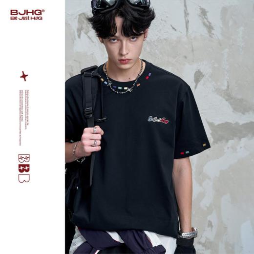 【朴俊元同款】BJHG不计后果国潮彩绣短袖t恤男款夏季凉感速干情侣T恤 商品图0
