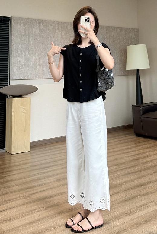 重工新晋花边激光镂空绣花天丝亚麻9分直筒裤夏季薄牛仔裤 商品图9