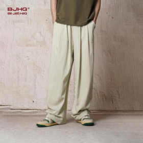 BJHG奶奶裤 凉感防晒休闲裤子男潮牌垂感直筒梭织长裤宽松山本裤
