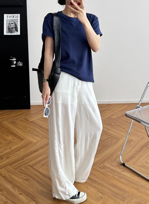 定染抗脏显白显瘦暮色净版基础蓝T恤 商品图8