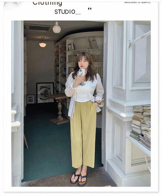 【诗铭洛可】（长款）7316三宅肌理纹小花苞休闲九分裤B5-3 商品图1