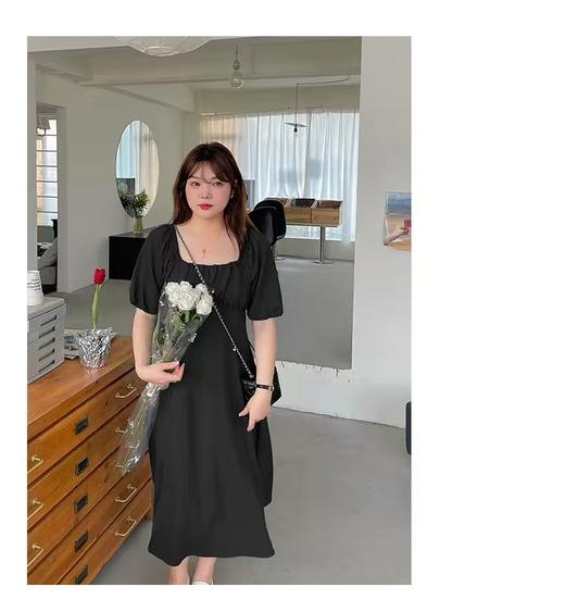 【诗铭洛可】（长款）W597连衣裙方领蜂巢褶公主裙C6-2 商品图2