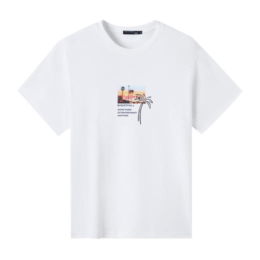 GXG男装【100%棉】夏季新品时尚风景印花男士圆领百搭短袖t恤K&C 商品图2