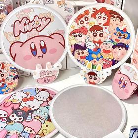 反光板折叠团扇随身携带卡通团扇夏天可爱小扇子小新卡通自拍扇子 1把