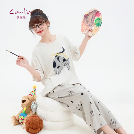 康妮雅女式短袖七分裤套装 商品图4