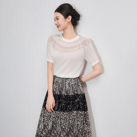 「高货wl」全新升级【铂金会员220/天猫289/差价69】(31428)洛诗琳镂空针织T恤2025夏季密织超细兰精天丝短袖上衣女