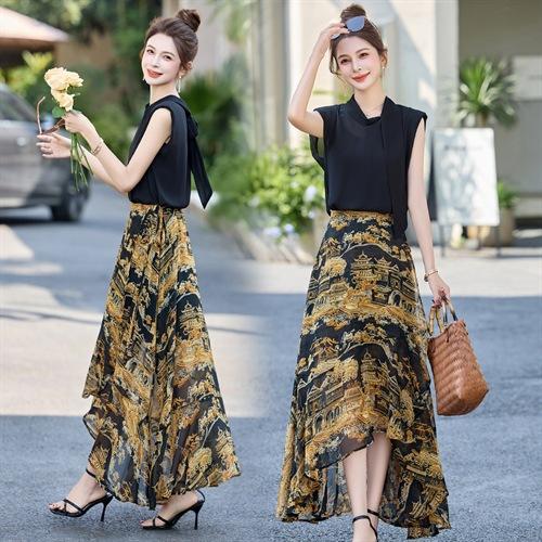 优雅领型凸显女人味收腰显瘦裙摆垂顺飘逸两件套SNX3157 商品图1