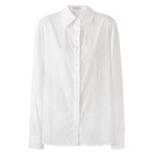 SELFWHO绿绒蒿系列纯棉白色绣花衬衫女2025秋季新款宽松透气上衣 商品图4