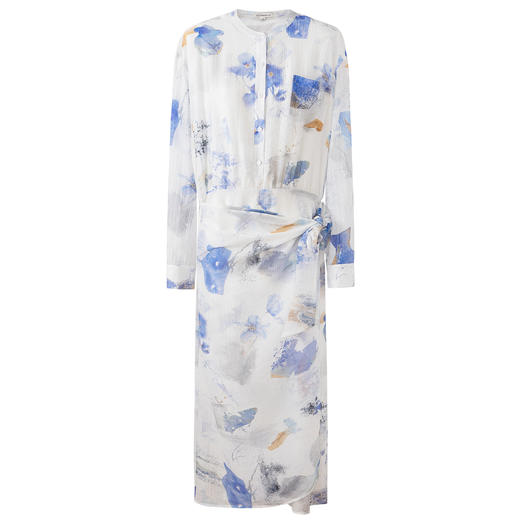 SELFWHO绿绒蒿系列莱赛尔混纺印花连衣裙女2025秋新款绑带衬衫裙 商品图4