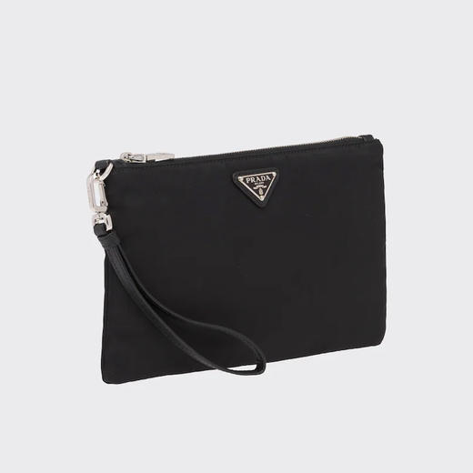 PRADA 普拉达 男士珐琅金属三角形徽标Re-Nylon 和 Saffiano 皮革手包 黑色 2NH004 2DMH F0002 商品图1