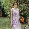 OLrain欧芮儿2025夏季新款紫色浪漫法式印花设计连衣裙女 商品缩略图4