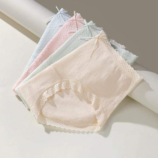 花漾梦影 4条装(VIP) 【10A抑菌 含桑蚕丝档】4条轻薄透气提花女士内裤 商品图9