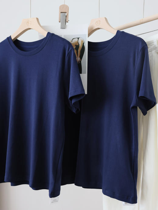 定染抗脏显白显瘦暮色净版基础蓝T恤 商品图14