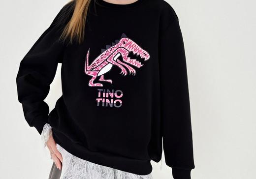 【诗铭洛可】（加绒）QS872恐龙卫衣拼蕾丝中长卫衣A4-2 商品图2