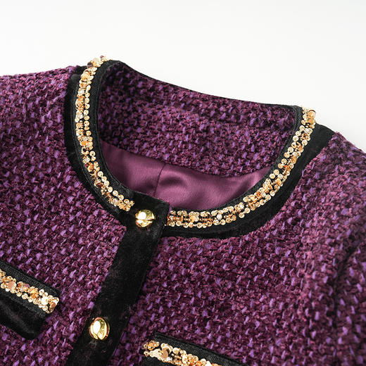 精致名媛千金风小香风短外套，粗花呢短款重工钉珠WLZD2430805 商品图2